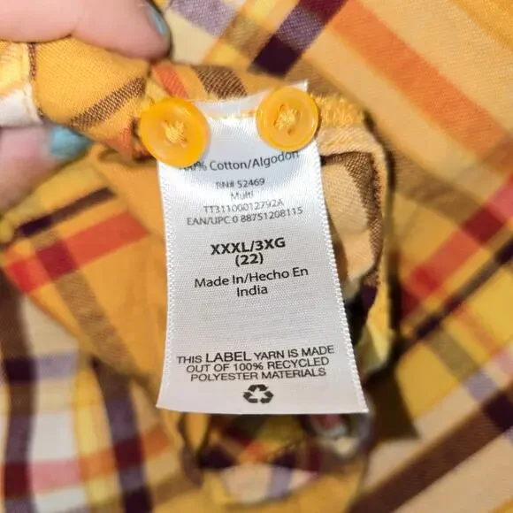 Time and Tru Yellow Plaid Flannel Size 3XL - Picture 5 of 5